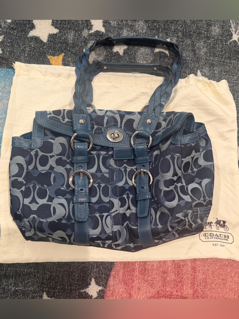 Vintage Coach Chelsea Optic Signature Turnlock Bag